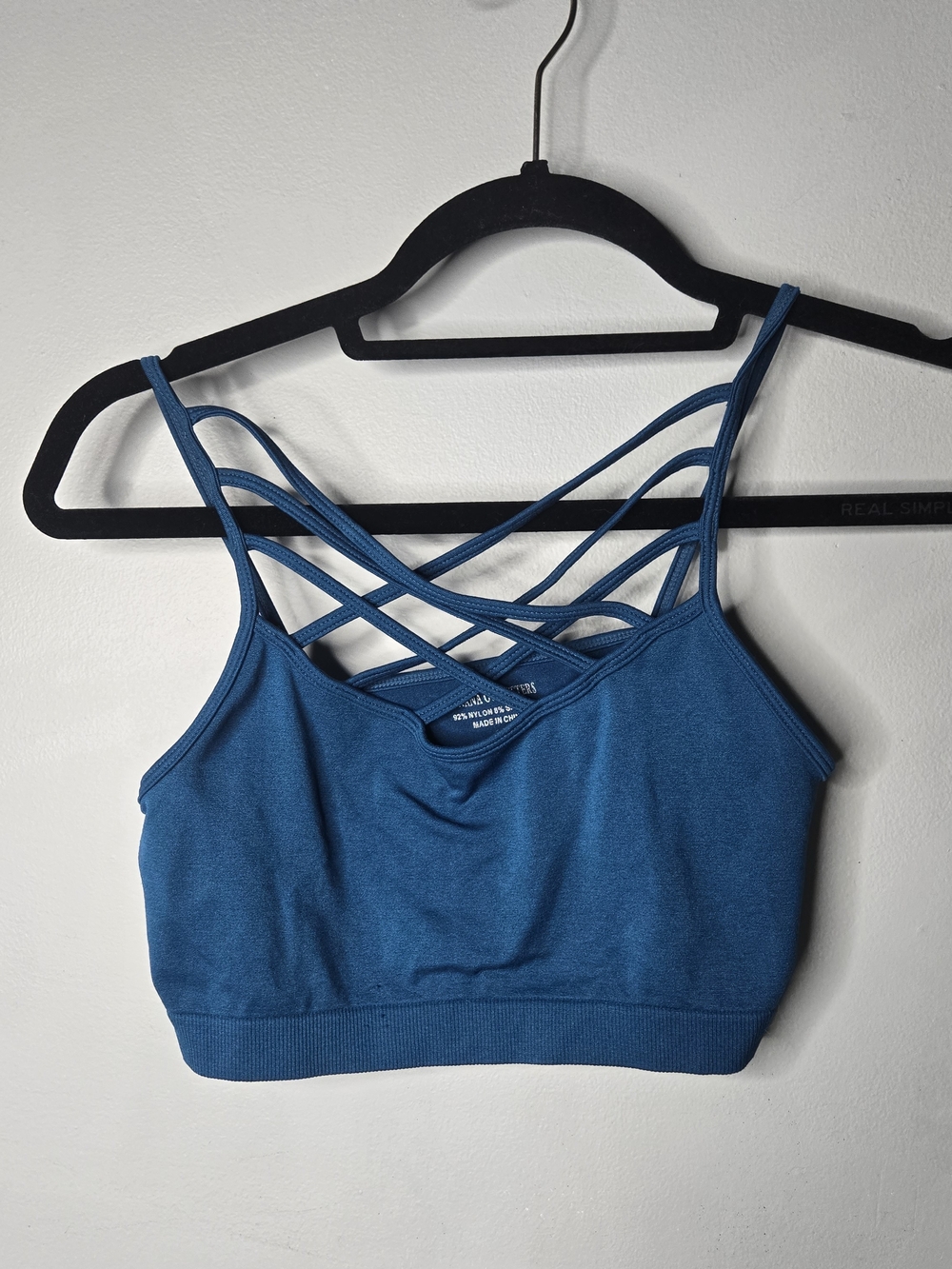 Zenana Outfitters Teal Blue Strappy Caged Bralette Crop Top S/M